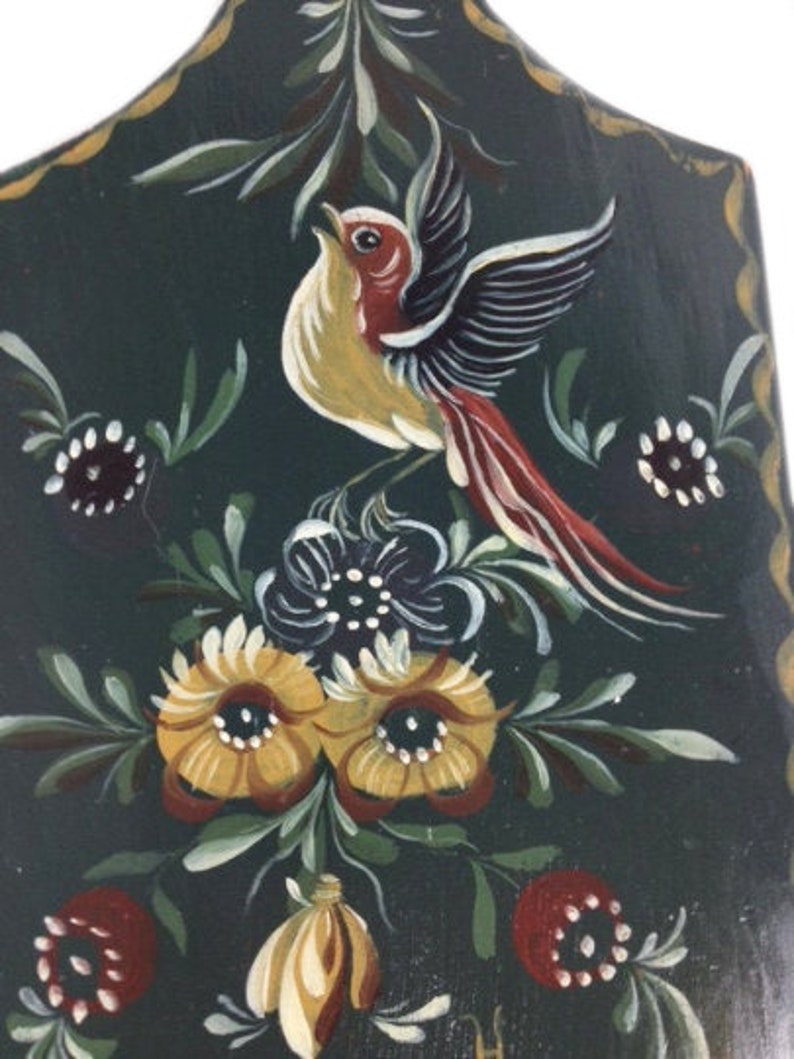 Hand Painted Wood Cutting Board Bird and Flowers Decorative Etsy