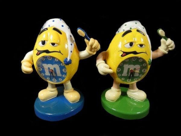 1 Vintage Blue or Green M&M Clock Rare Plastic Candy Clock
