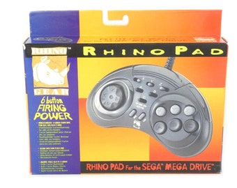 Equipo Rhino vintage Controlador Rhino Pad para la Sega Mega Drive 6 Botón de encendido Potencia Nuevo en caja