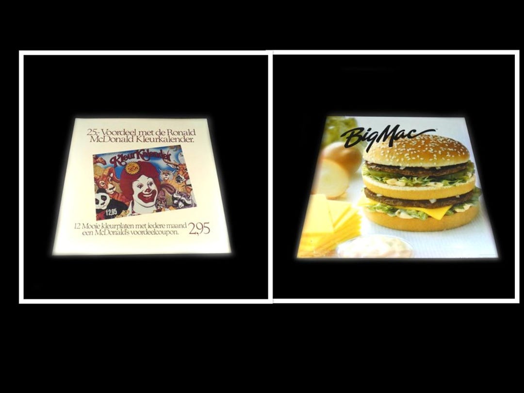 Super Rare Big Mcdonald's Translite Poster Ronald Calendar or Big