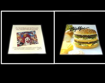 Super Rare Big Mcdonald's Translite Poster Ronald Calendar or Big