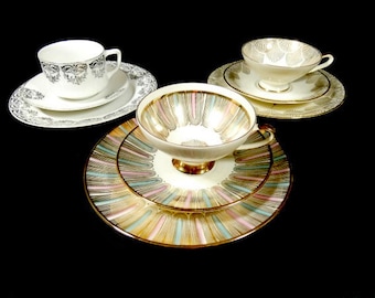 1 Vintage Bavaria Winterling lub KPM Trio Tea Cup And Saucer 3 Piece Set Piękny zestaw Bavaria China Bavaria Gold