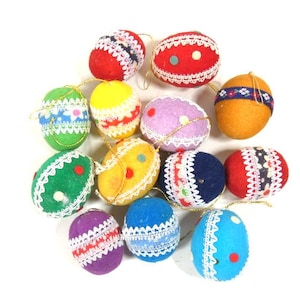 13 Vintage Easter Egg Decorations Set Easter Decorations Rainbow Polka dot Eggs Handmade Fabric Eggs Nr 2