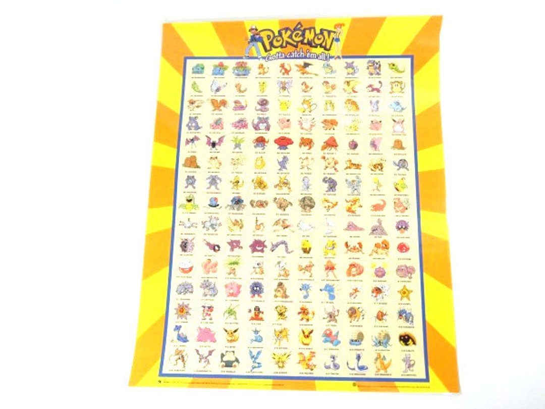 1 Big Vintage Grid Poster Pokémon Laminated Poster 1999 Pokemon - Etsy