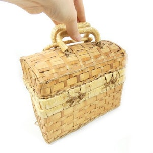 Small Vintage Wicker Handbag Vintage Wicker Bag Storage Bag Wicker Travel Bag Nr 3