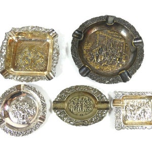 1 Vintage Silver Ashtray Ornate Silver Colored Ashtray