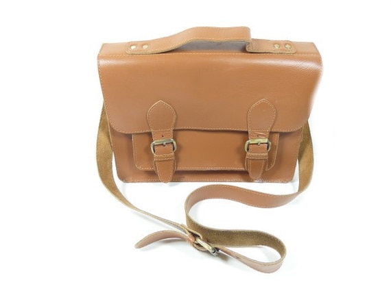 Vintage Leather School Bag Messenger Bag Office B… - image 3