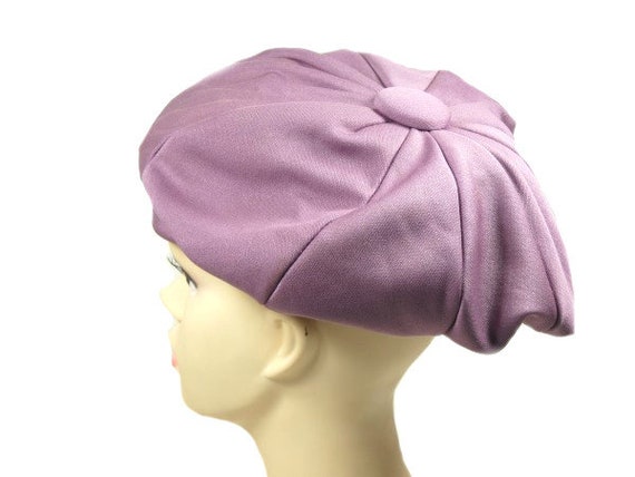 Vintage Purple Hat Beret Style Hat Large Oversize… - image 4