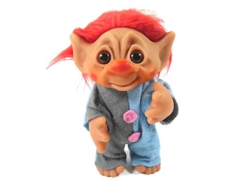 Vintage Thomas Dam Clown 9 pollici con i capelli rossi Made In Denmark Vintage Clown Troll 1977