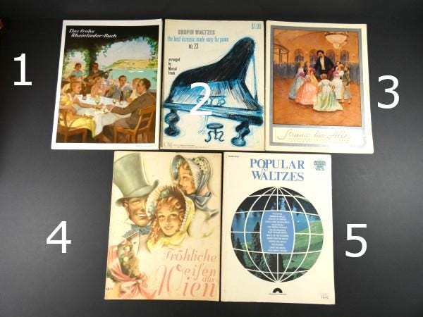 1 Vintage Waltz Piano Sheet Music Book Strauss Chopin Waltzes