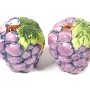 Vintage Purple Grapes Salt and Pepper Shaker Set Vintage Retro Design