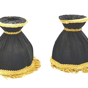 Set van 2 Vintage zwart en goud lampenkappen Mooie elegante lampenkappen stof lampenkappen Clip op lampenkappen