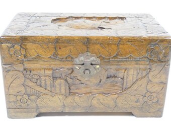 1 Small Wood Carved Wooden Chest Suitcase Storage Case Decorative Wooden Chest Cosplay Steampunk LARP Treasure Chest Jewelry Box Nr 2