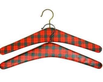 2 Vintage Red Checkered Vinyl Cloth Hangers Clothing Hanger Clothes Hangers Cloth Pendant