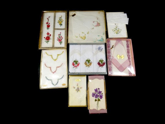 1 Set of Vintage Swiss Handkerchiefs in Unopened Box Flower Embroidery Wedding Hanky Hankies Made in Switzerland Cotton Etsy UK