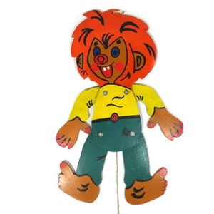 1 Big Vintage Pumuckl Pull Rope Figure rare Pumuckly Toy Pumuckl Puppet