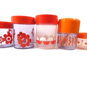 1 Vintage Denmark Rosti Orange Melamine Storage Jar - Kitchen Storage Container - Orange Plastic Danish Design Scandinavian Design