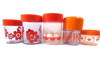 1 Vintage Denmark Rosti Orange Melamine Storage Jar - Kitchen Storage Container - Orange Plastic Danish Design Scandinavian Design
