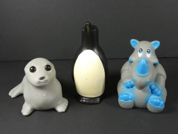 1 Vintage Animal Money Bank Penguin Seal or Rhinoceros Piggy Bank 