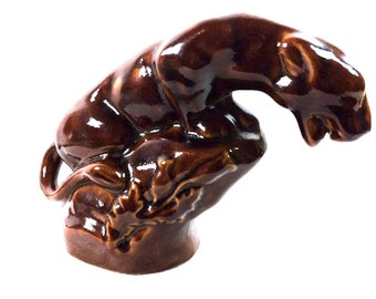 Vintage MID-CENTURY PANTHER Sculpture, 15.5-Inch Sleek Black