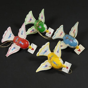 1 Wooden Bird Christmas Ornaments With Letter Wooden Christmas Tree Birds Wooden Birds Vintage Christmas Ornament Birds Nr 2