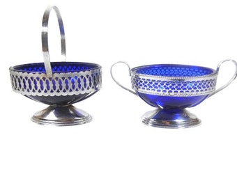 1 Vintage Cobalt Blue Sugar Bowl Beautiful Vintage Cobalt Blue Sugar Bowl