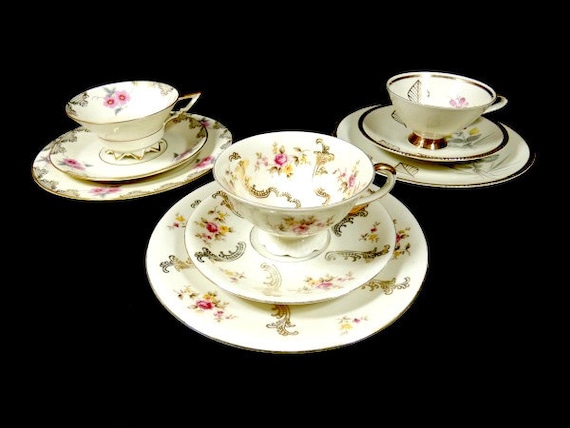 1 Vintage Bavaria Winterling Volkstedt Elfenbein Trio Tea Cup and 