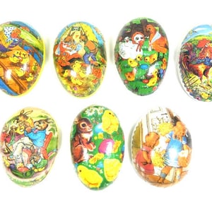 1 Vintage Small Paper Mache Easter Egg Candy Container Easter Ornament German Design