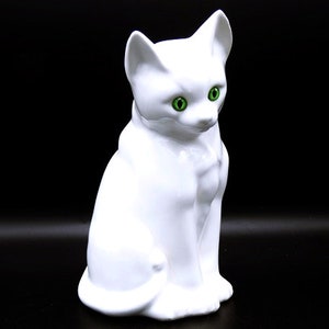 Vintage White Cat Ceramic Figurine Cat Decoration 8.5 inches