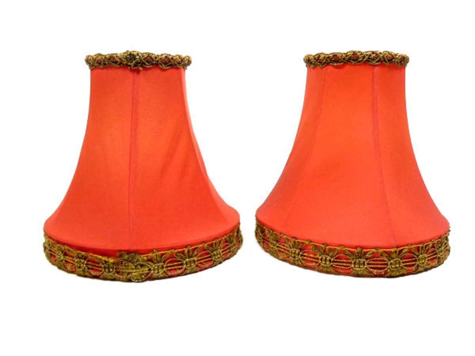 Set of 2 Vintage Red Gold Lamp Shades Beautiful Elegant Lamp Etsy