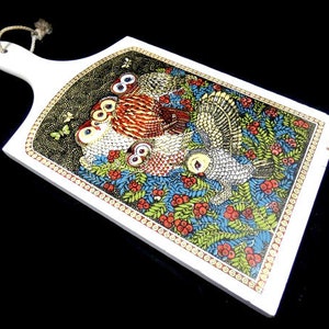 Vintage Owl Cutting Board Wooden Cutting Board With Owls Beige Brown