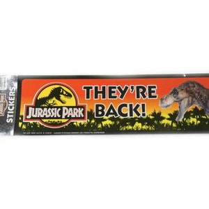 Vintage Jurassic Park Sticker 1992 They&#39;re Back Movie Sticker