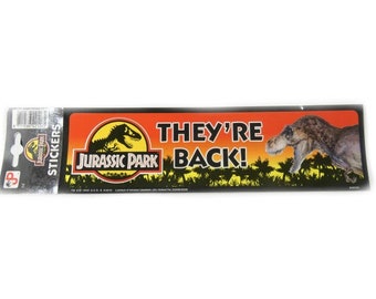 Vintage Jurassic Park Sticker 1992 They&#39;re Back Movie Sticker