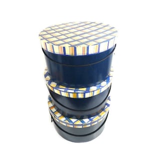 1 kleine mittelgroße oder große Vintage Hutschachtel Vintage Retro Design Dunkelblaue Box