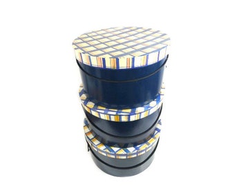 1 Small Medium Or Large Vintage Hat Box Vintage Retro Design Dark Blue Box