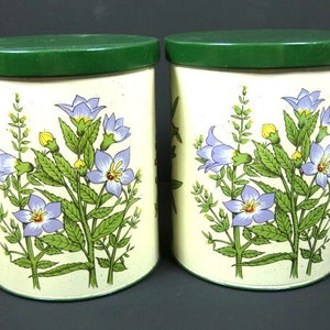 Vintage Flower Tin Canister Set Made In West Germany Old Vintage Flower Tins German Design Home Decor Cookie Jar Kitchen Storage