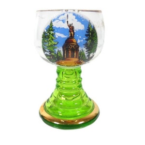 1 Green Gold Roemer Shot Glass Green Foot Roemer Glasses Vintage Green German Glasses Vintage Roemer Glasses