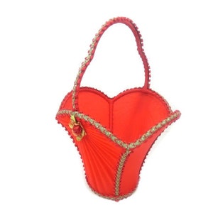 Vintage Red Basket From A Lampshade Bright Red Lamp Shade Basket