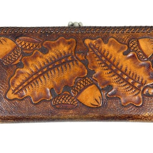 Vintage marrón bellota cartera de cuero monedero monedero bolso bolso de noche bolso monedero bolsa embrague