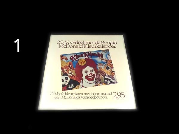 Super Rare Big Mcdonald's Translite Poster Ronald Calendar or Big