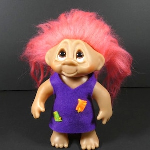Vintage Thomas Dam Girl Troll 9 Inch With Pink Hair Made In Denmark Vintage Girl Troll