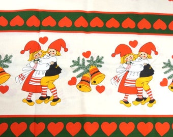 Vintage Christmas Elves Tablecloth Scandinavian Design Table Runner Gnomes And Santa Designs Nr 2