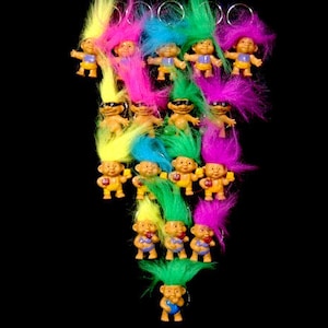 1 Vintage Troll Keychain Pencil Topper Lollipop Burglar Building Blocks Hug Troll Key Chain