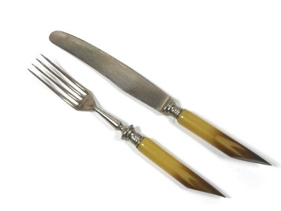 ドイツ　アンティーク ゾーリンゲン　シルバー800 デザート　フォークとナイフ ドイツ アンティーク ゾーリンゲン シルバー800 デザート ナイフとフォーク