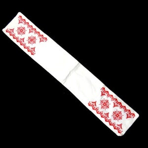 Vintage Table Cloth Table Runner Red White Retro Embroidery