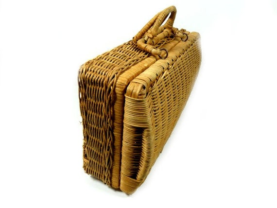 Vintage Wicker Handbag Vintage Wicker Bag Storage… - image 4