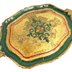 Vintage Italian Florentine Style Serving Tray Gold Green Italian Style Tray Beautiful Serving Tray Elegant Vintage Serving Tray