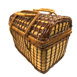 Big Vintage Wicker Handbag Vintage Wicker Bag Storage Bag Pick Nick Basket Wicker Travel Basket