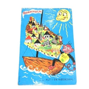 1 cartolina vintage Troll Bornholm Krolle Bolle cartolina Danimarca