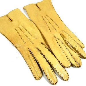 Vintage Paar Beige Lederhandschuhe für Frauen Vintage Lederhandschuhe